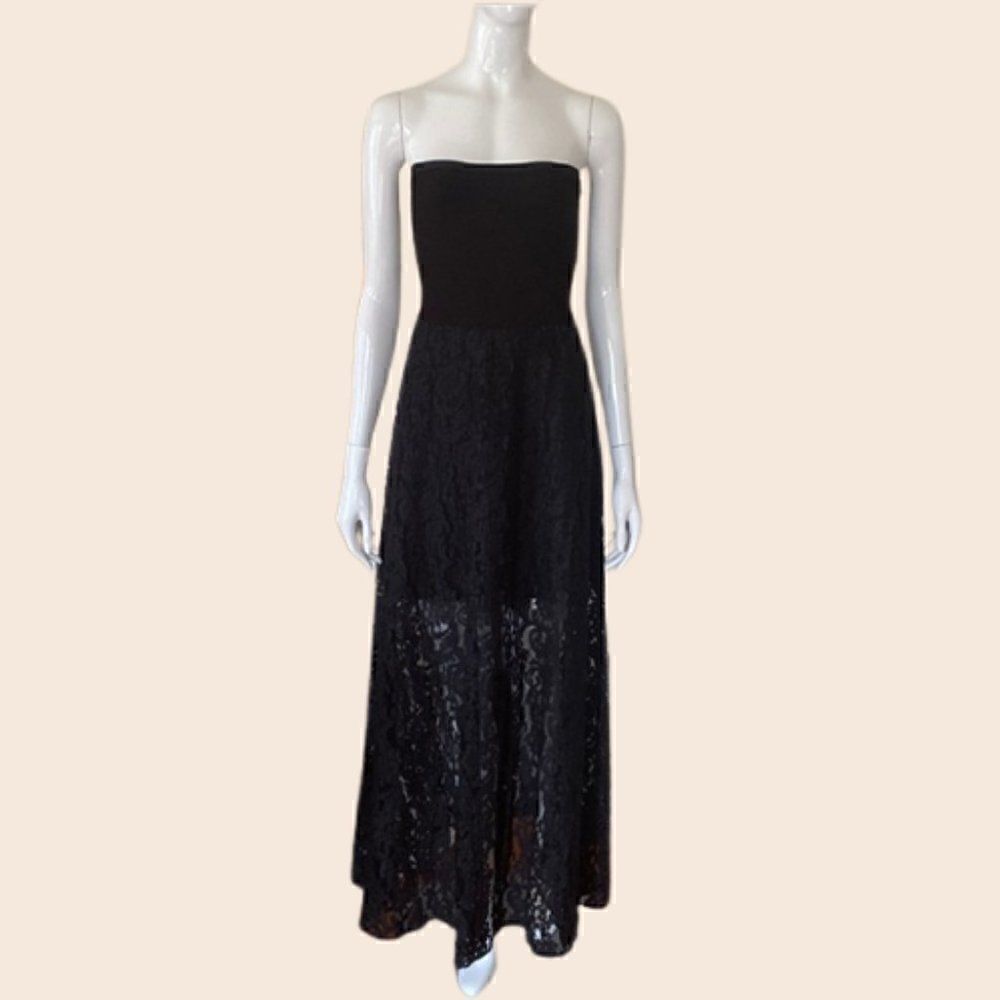 BEBE Witchy Goth Strapless Bandage Lace Maxi Dress Size Small